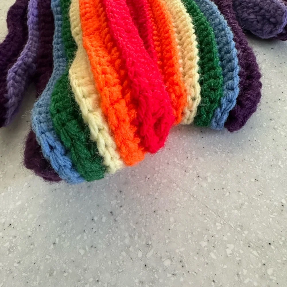 Handmade Crocheted Rainbow 🌈 Girl’s Mittens! So Cute! Outerwear. Multicolored